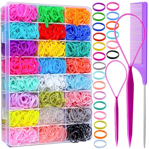 1500PCS Hair Bands 24 Colors - Elastic Toddler Hair Ties Set