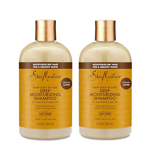 SheaMoisture Moisture Retention Shampoo for Dry, Damaged or Transitioning Hair Raw Shea Butter Shampoo to Hydrate Hair, 13 Fl Oz (Pack of 2)
