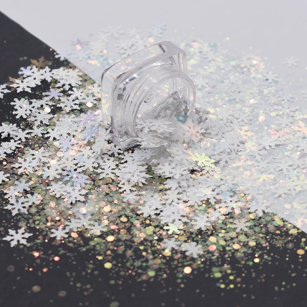 10 Grams/Pack - Christmas Holiday Snowflake Mixes Series Glitter - Festival Rave Beauty Makeup Face Body Nail Art Craft Tumbler Decoration CH139