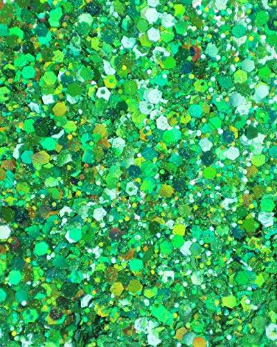 Green Body Glitter - 15g Chunky Holographic Face Glitter, Hair Glitter, Eye Glitter and Body Glitter for Women. Rave Glitter, Festival Accessories, Cosmetic Glitter Makeup. Loose Glitter Set