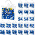24 Pack Cheerleading PVC Gift Bags with Handles & Ribbon - Blue