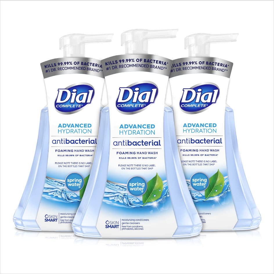 Dial Complete Anti-Bacterial Advanced Hydration Foaming Hand Wash, Spring Water, 45 fl oz (3-15 fl oz bottles)