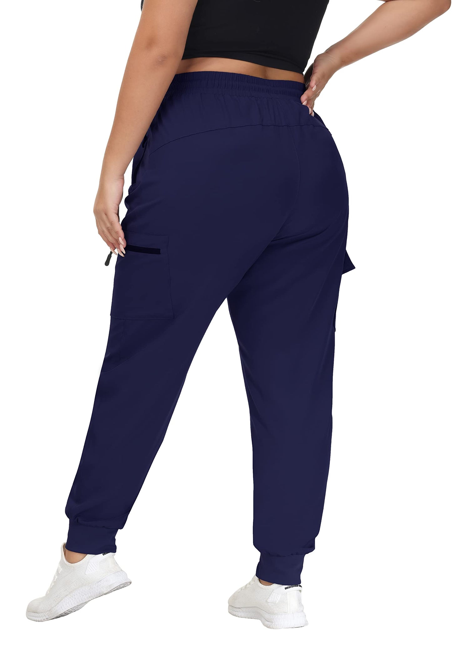 SEKINO Women's Plus Size Cargo Joggers Lightweight Quick Dry Hiking Pants Athletic Workout Outdoor Zipper Pockets Pants Navy 3X