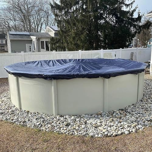 Winter Block Winter Pool Cover for Above Ground Pools, 27’ Ft., Round Winter Aboveground Pool Cover, 8-Year Warranty, Includes Winch and Cable, Superior Strength & Durability, UV Protected