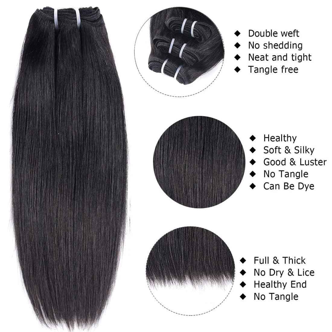Liang Dian Straight Bundles Human Hair 8 8 10 10 Inch Natural Color Bundles Human Hair 12A Brazilian Virgin Hair 100% Unprocessed Quick Weave Hair Bundles