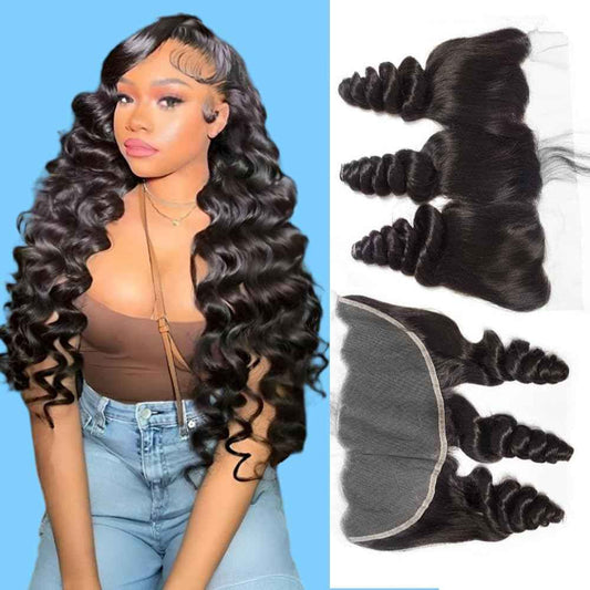 QTHAIR 16A 13x4 HD Lace Frontal Human Hair Loose Wave Frontal Pre Plucked with Baby Hair Ear to Ear Transparent Lace Closure 100% Unprocessed Brazilian Virgin Human Hair(12inch)