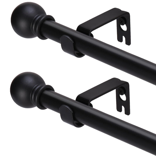 GXOACKJ 2 Pack Black Curtain Rods for windows 66 to 120 inch,5/8 inch Decorative Curtain Rod Set,Splicing Heavy Duty Metal Curtain Rod with Brackets