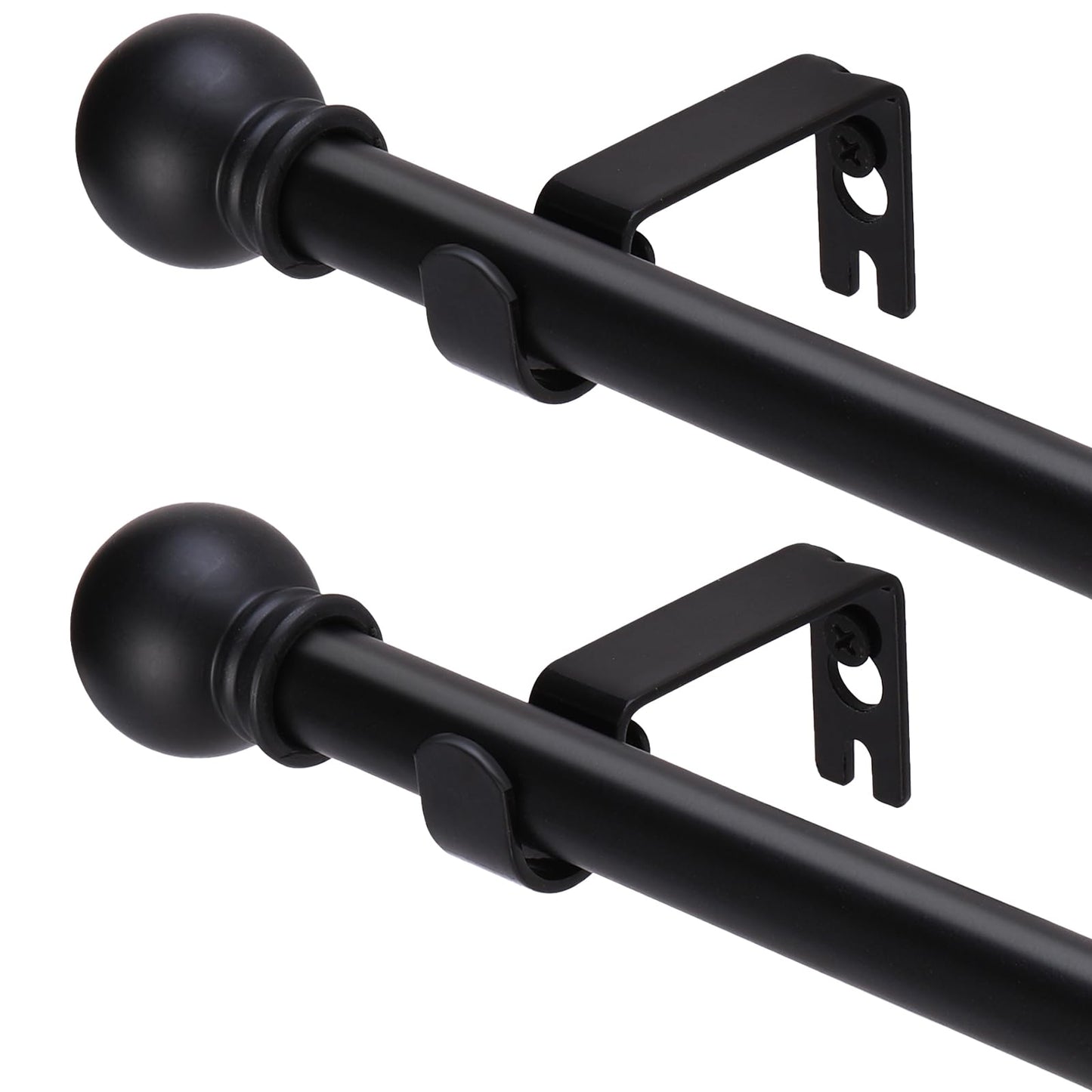 GXOACKJ 2 Pack Black Curtain Rods for windows 48 to 84-93 inch,5/8 inch Decorative Curtain Rod Set,Splicing Heavy Duty Metal Curtain Rod with Brackets