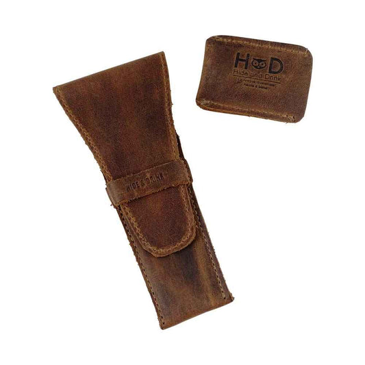 Hide & Drink, Leather Safety Razor Case & Razor Head Protective Sheath - Personal Care Essentials - Handmade