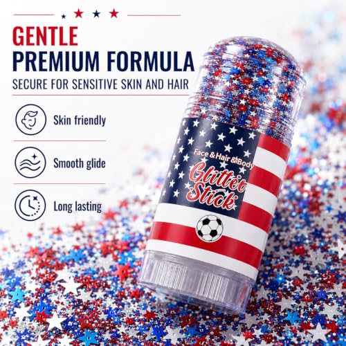 Red White Blue Glitter Stick - Waterproof Face & Body