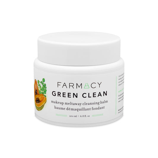 Farmacy Makeup Remover Cleansing Balm - Green Clean Waterproof Makeup Remover + Oil Based Cleanser - Gentle Exfoliating Double Cleanser - Melts From Balm to Milky Lather (200ml)