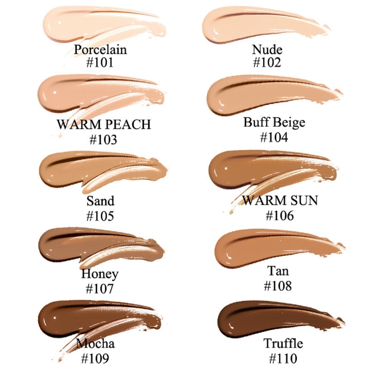 2 Pack PHOERA Foundation 103# Warm Peach and 104# Buff Beige,Flawless Soft Matte Liquid Foundation 24 HR Oil Control Concealer Foundation Makeup.