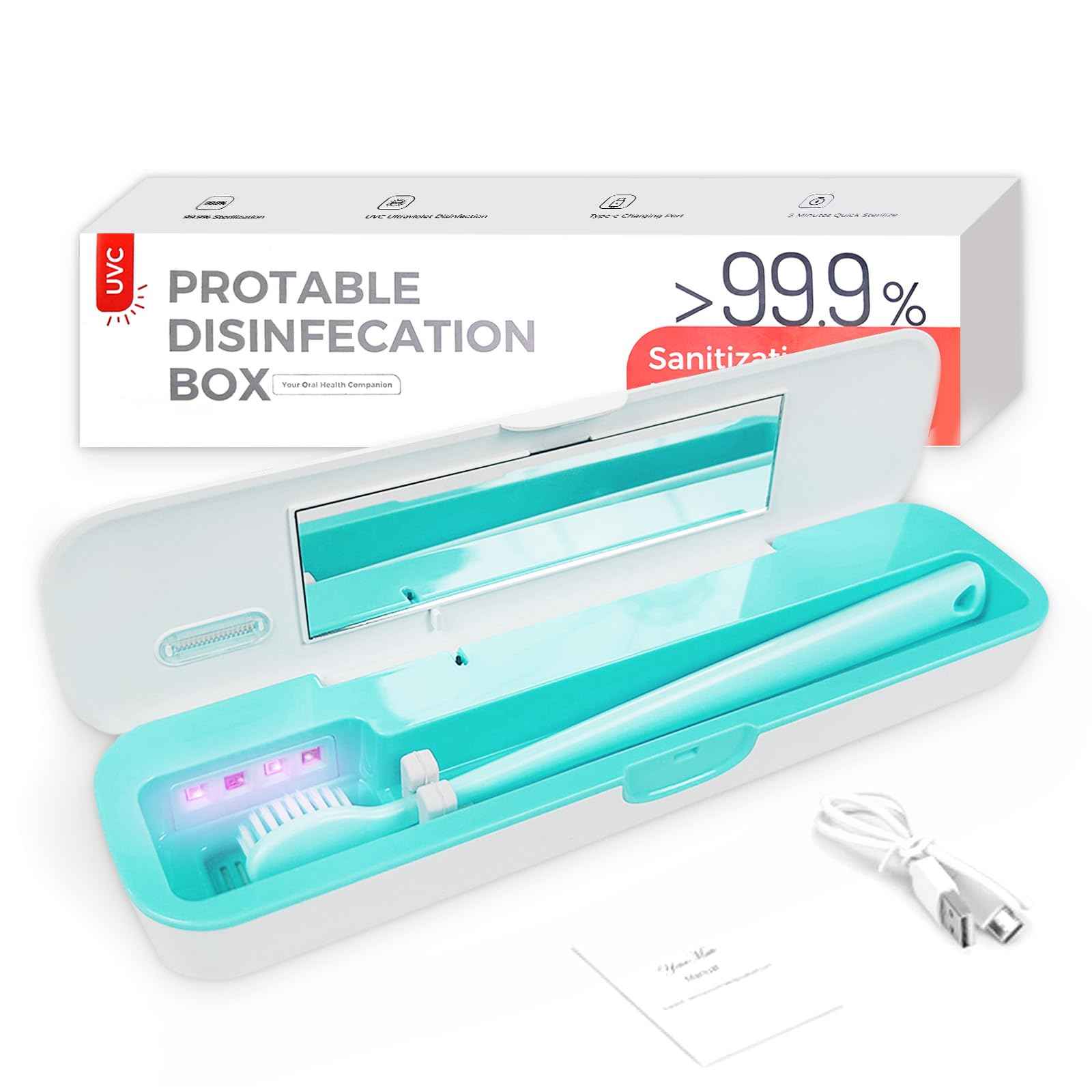 UWTLFCE UV-C Toothbrush Sanitizer Case for Travel, Portable Sanitizer and Holder Universal Fits Electric and Manual Brush Heads, Smart Automatic Operation