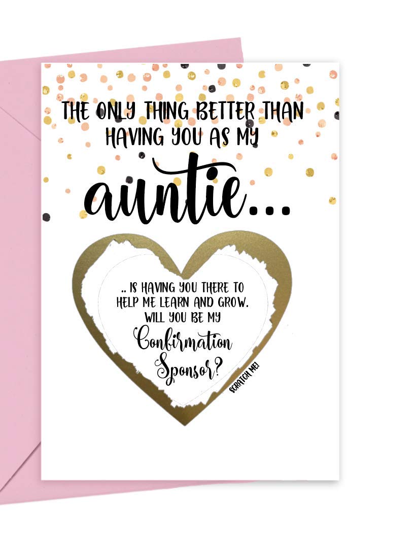 Will You Be My Confirmation Sponsor Scratch Off Card for Auntie, From Niece or Nephew, Confirmation Proposal Card for Best Friend (Auntie Confirmation)