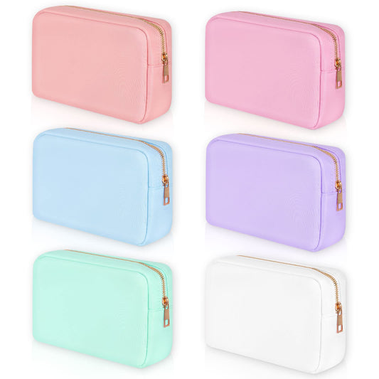 Sweetude 6 Pcs Nylon Makeup Bag Travel Nylon Pouch Zipper Nylon Cosmetic Bag for Purse Women Girls Organizer Makeup Bag for Birthday Wedding Mother's Day Graduation Gifts(Assorted Color, M)