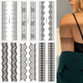 Black Lace Temporary Tattoo Stickers, 8 Sheets Waterproof