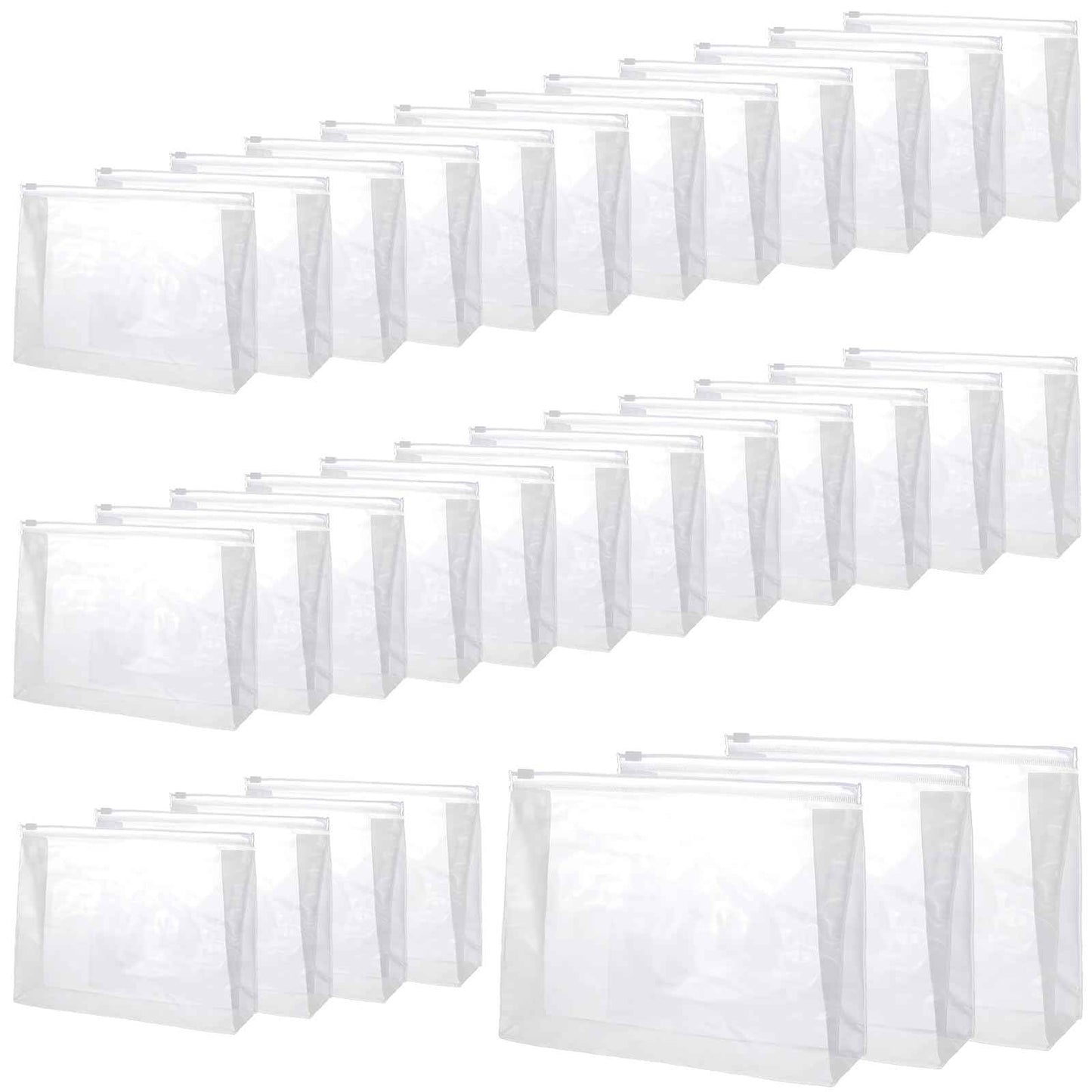30 PCS Small Clear Makeup Bag, Mini PVC Waterproof Cosmetic Organizer Bags Portable Swimsuit Storage Bag Clear Organizer Pouches with Zipper for Women Men Travel Toiletry Vacation, 9.8" x 7.5"