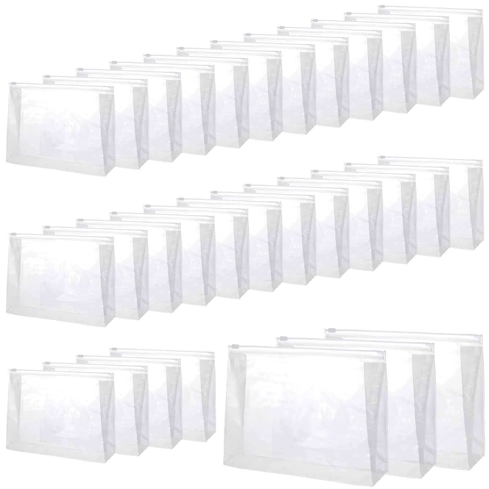 30 PCS Small Clear Makeup Bag, Mini PVC Waterproof Cosmetic Organizer Bags Portable Swimsuit Storage Bag Clear Organizer Pouches with Zipper for Women Men Travel Toiletry Vacation, 9.8" x 7.5"