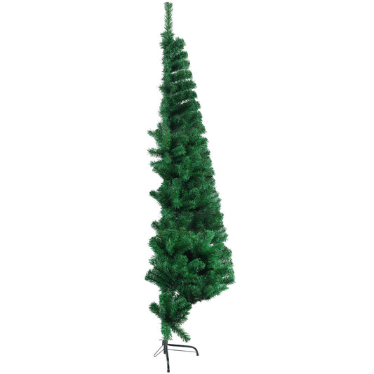 CCINEE 6ft Pine Artificial Christmas Green Half Tree Easy-Assembly with Solid Metal Stand for Wall Xmas Themed Party Decoration Indoor Outdoor Living Room Decor