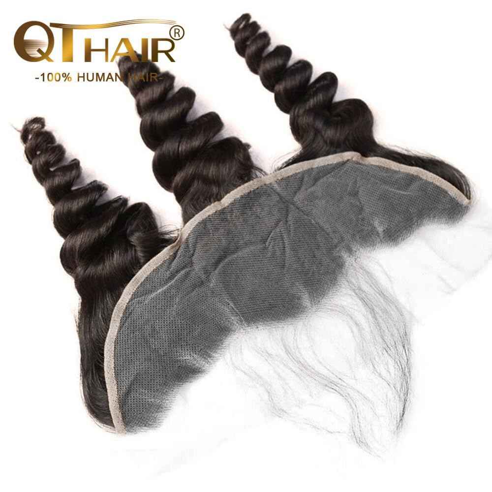 QTHAIR 16A 13x4 HD Lace Frontal Human Hair Loose Wave Frontal Pre Plucked with Baby Hair Ear to Ear Transparent Lace Closure 100% Unprocessed Brazilian Virgin Human Hair(12inch)