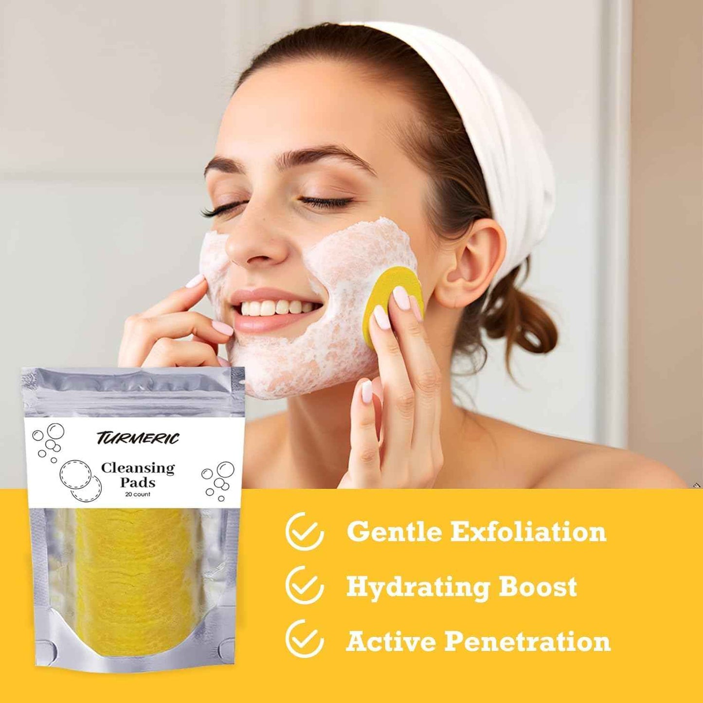 Turmeric Wash and Care 4-Piece Set – Facial Cleanser with Brush, Soap Bars , Soft Face Cleansing Pads and Turmeric Oil – Turmeric Face Wash Kit, Turmeric Skincare Set