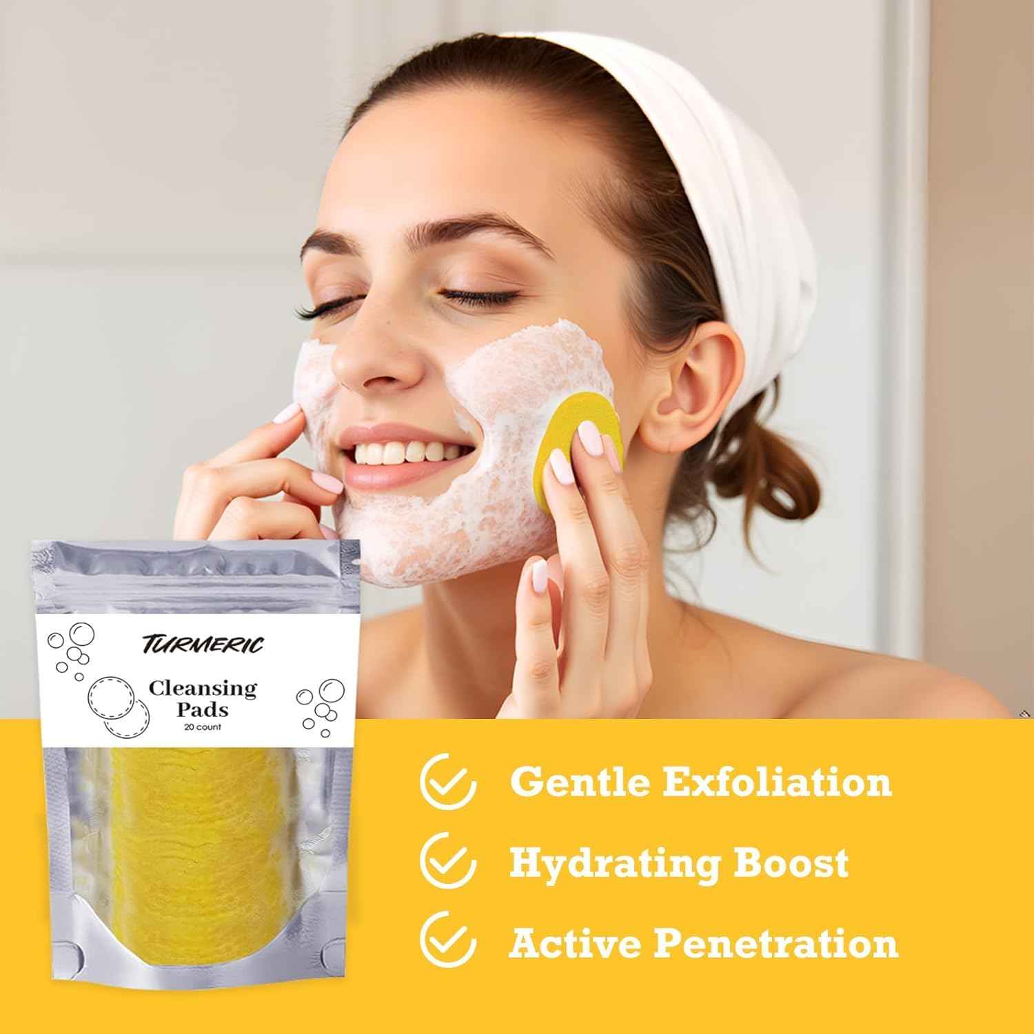 Turmeric Wash and Care 4-Piece Set – Facial Cleanser with Brush, Soap Bars , Soft Face Cleansing Pads and Turmeric Oil – Turmeric Face Wash Kit, Turmeric Skincare Set