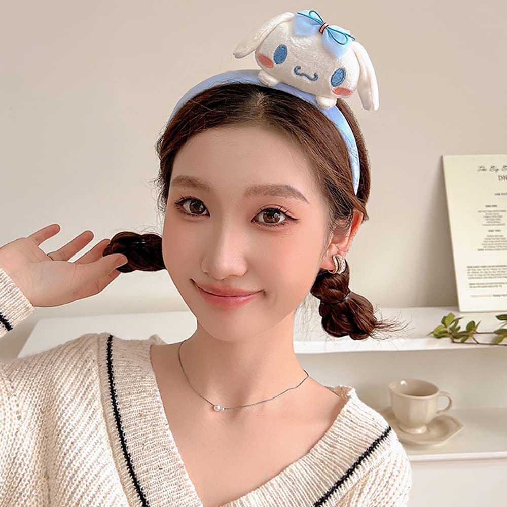 Kawaii Spa Headband for Washing Face, Cute Hairband for Make Up, Washing, Party, Cute Headwear Costume Accessories for Woman Girls (Blue)