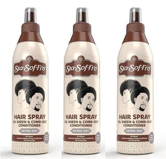 Sta-Sof-Fro Hair & Scalp Spray Comb Out Conditioner with Lanolin, Extra Dry (3 Pack 250mL)