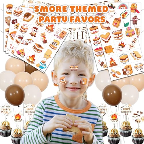 96 PCS S'mores Temporary Tattoos for Kids Birthday Party