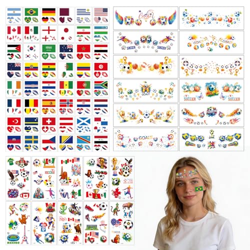 Temporary Tattoos World Cup 48 Sheets Waterproof Flag