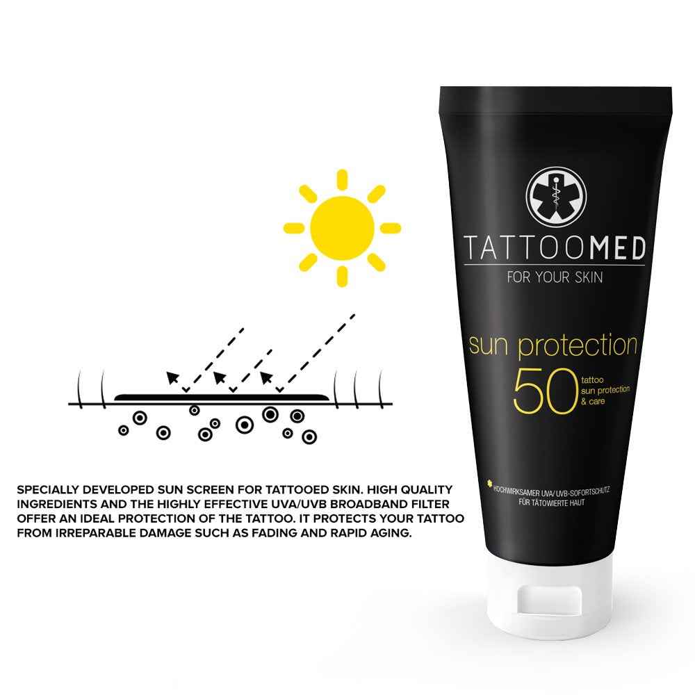 TattooMed Sun Protection SPF50 100ml - tattoo sun protection, color protection, tattoo care & cream by TattooMed