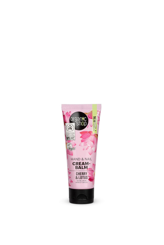 Organic Shop Hand & Nail Cream-Balm Organic Cherry & Lotus 75ml