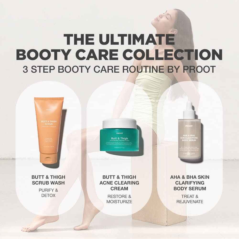 Butt Scrub Wash and Butt Acne & Ingrown Hair Treatment Serum | AHA & BHA Butt Acne and Ingrown Hair Treatment For Bikini Area | Get rid of Butt Acne, Ingrown Hair, Back Acne, Strawberry Legs