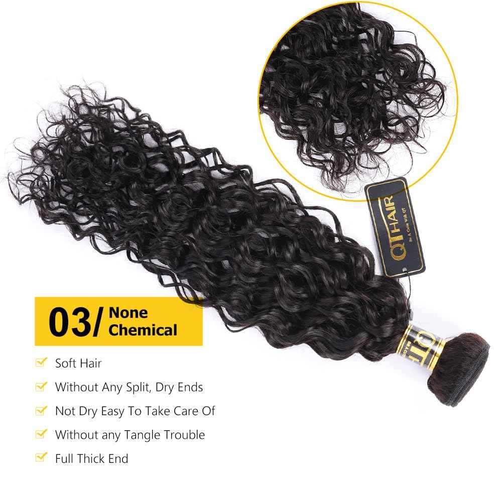 QTHAIR 16A Water Wave Human Hair Bundles Brazilian Virgin Water Wave Curly Human Hair 1 Bundle 100g Unprocessed Human Hair Extension for Black Women