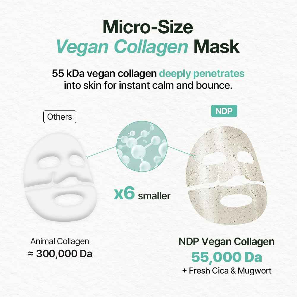 NDP Collagen Cica Cooling Hydro Mask – World’s First Freeze-Ready Hydrogel Face Mask with 55,000Da Vegan Collagen, Real Mugwort & Centella – Korean Mask for Sensitive Skin (36g x 4ea)