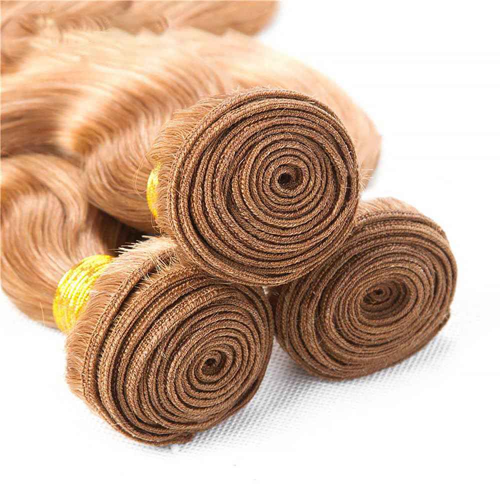 Body Wave Human Hair Bundles 14 16 18 Inch #30 Light Brown Bundles Human Hair 12A Unprocessed Native Virgin Hair 100/PC 3 Extensions Wet and Wavy Weave for Women