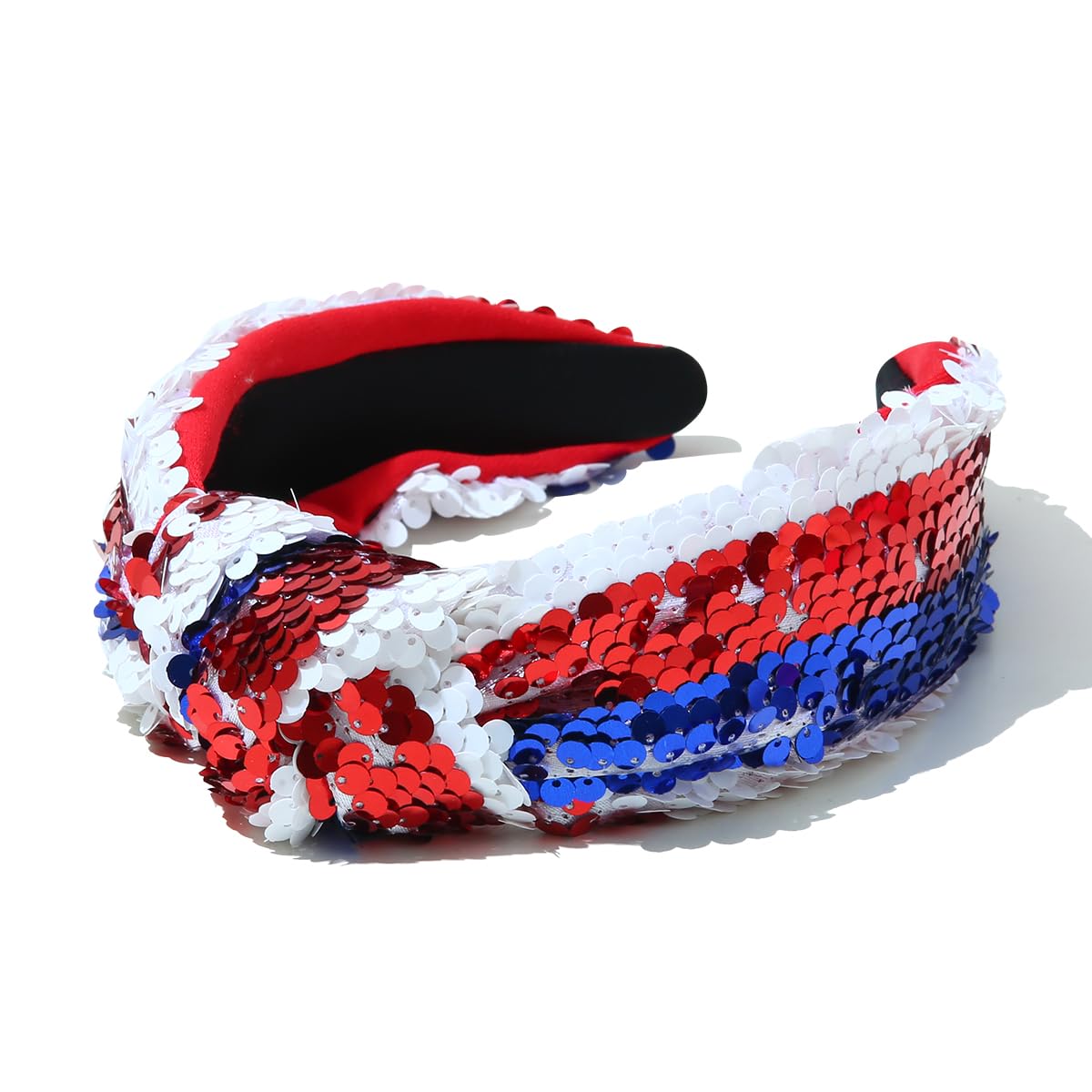 CULHEITE American Flag Headband Independence Day Glitter Sequin Headband Women Knotted Patriotic Hair Band Holiday Fashion Hair Accessories for Women Girls