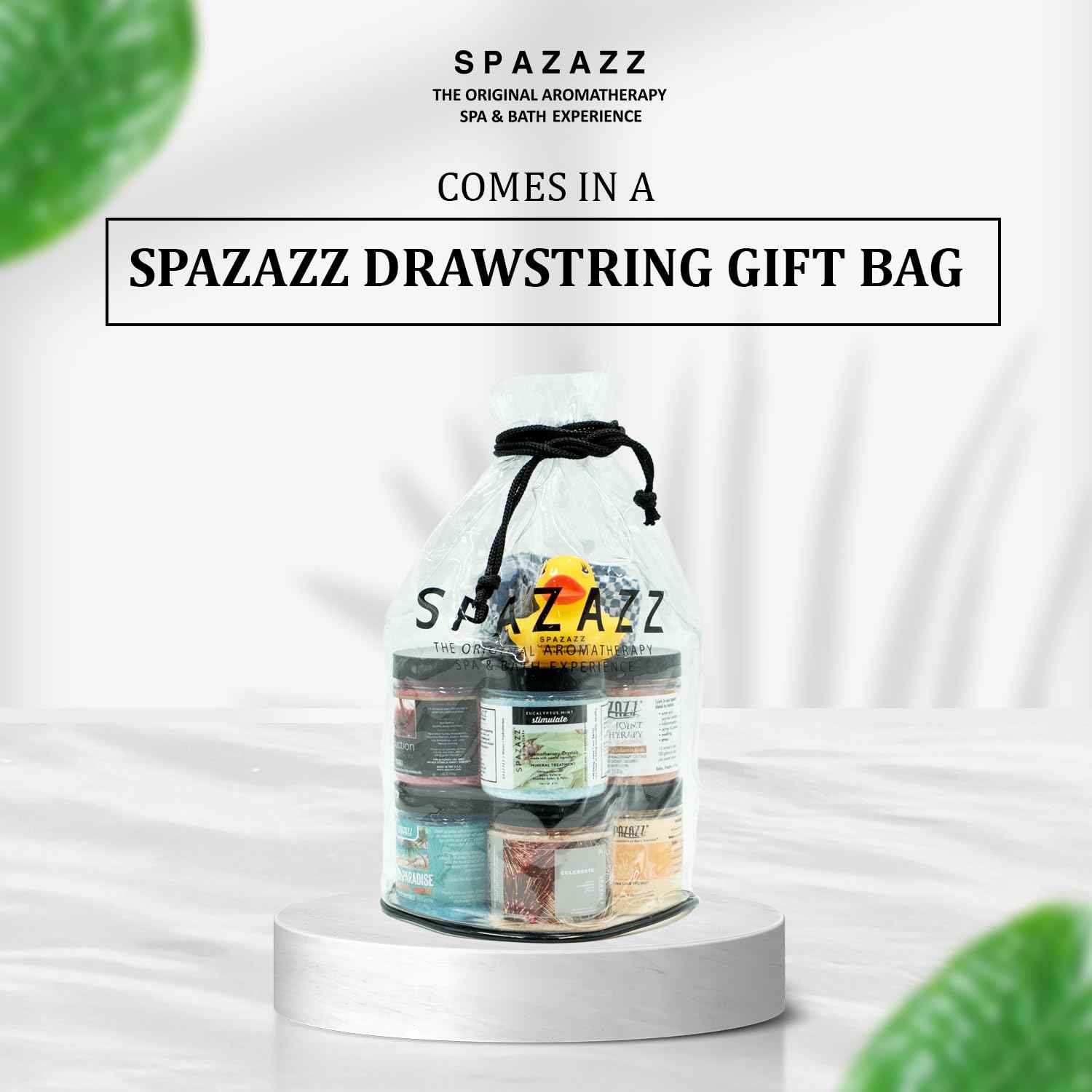 Spazazz Hot Tub Aromatherapy Gift Bundle- Seven- 4 Oz Spazazz Hot Tub Aromatherapy Bath Salt Crystals Sampler Jars Plus Hot/Cold Towel and Rubber Duck - Seven Distinct Scents of Bath and Spa Salts