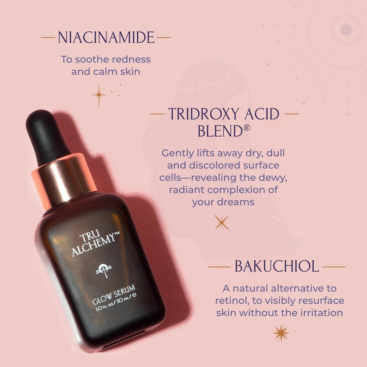 Tru Alchemy Vitamin C Glow Serum | Facial Serum with Bakuchiol, Glycolic & Lactic Acid | Skin Illuminating Serum | Anti-aging Vitamin C Face Serum | Hydrating Face Wrinkle Serum | 1 fl oz/30 ml