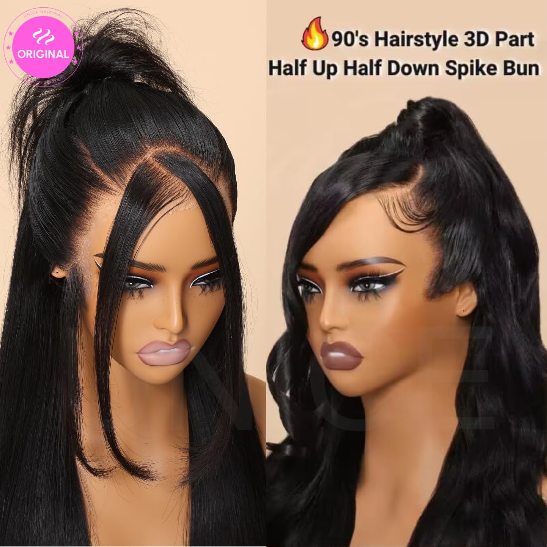 UNICE Pre Everyting Glueless Frontal Wig Body Wave 13X4 HD Pre Cut Lace Front Wigs Human Hair Pre Bleached Invisible Bye Bye Knots Wig Pre Plucked 150% Density 20inch