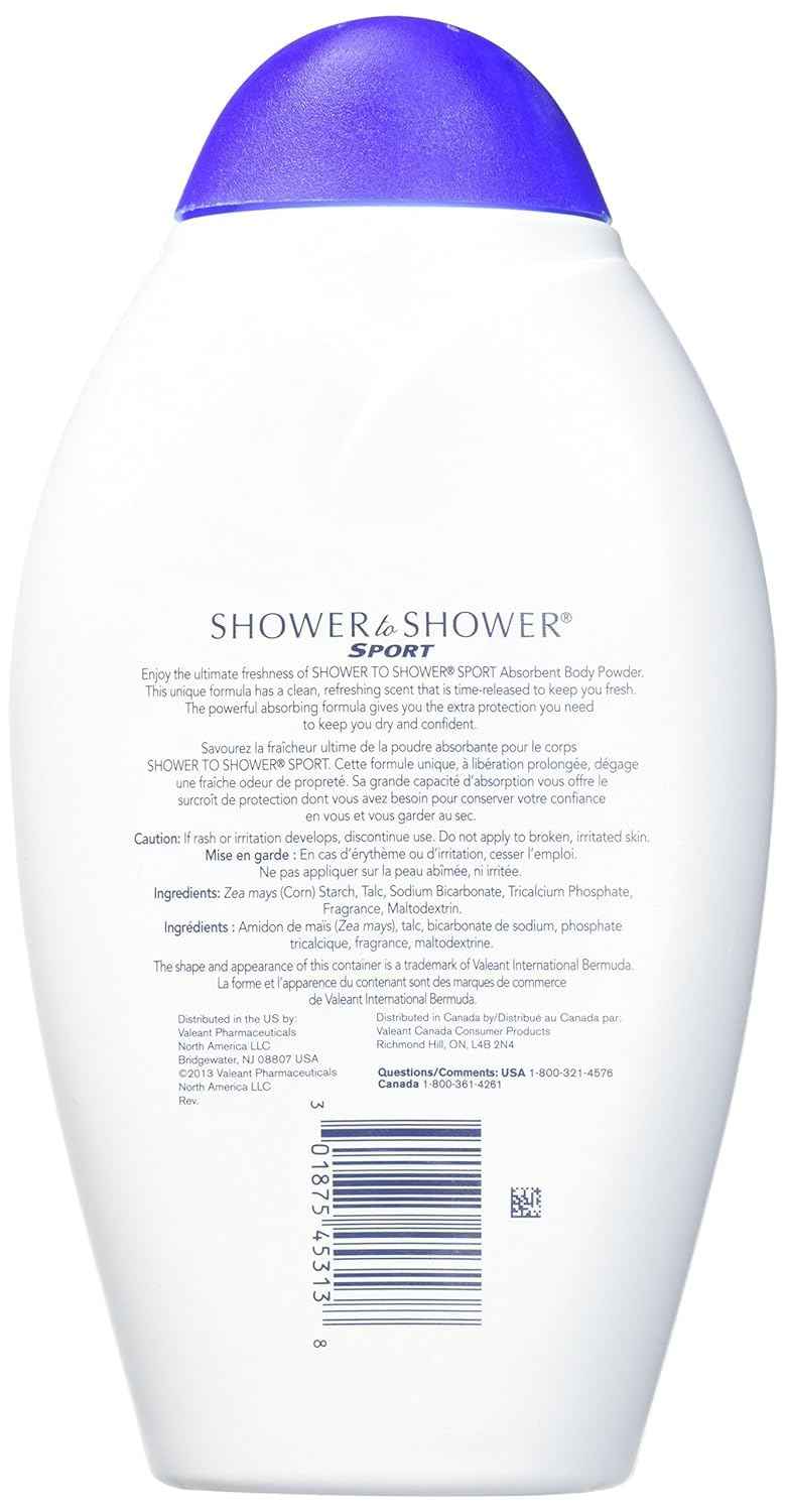 Shower To Shower Absorbent Body Powder-Sport-13 oz (Quantity of 6)