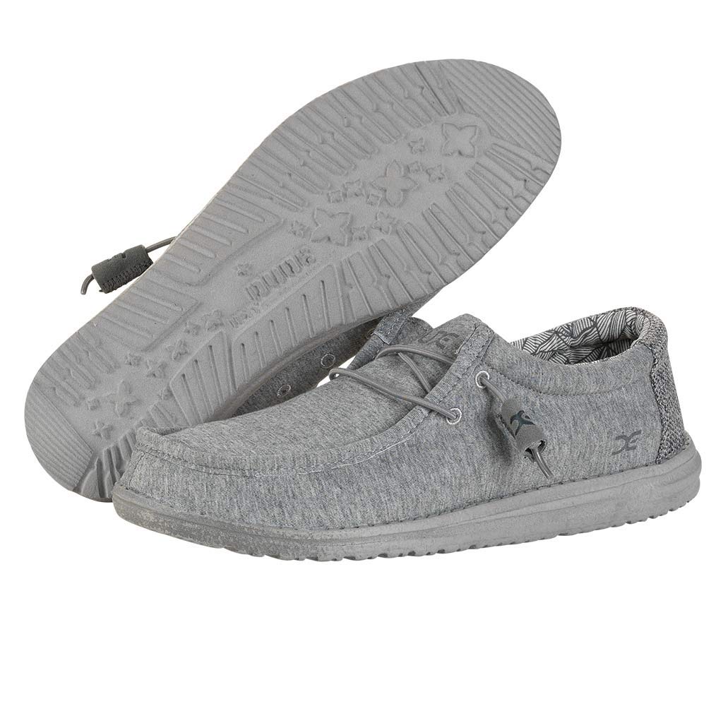 Hey Dude Men's Wally Stretch Fleece Grey Size 13 | Men’s Shoes | Men's Lace Up Loafers | Comfortable & Light-Weight