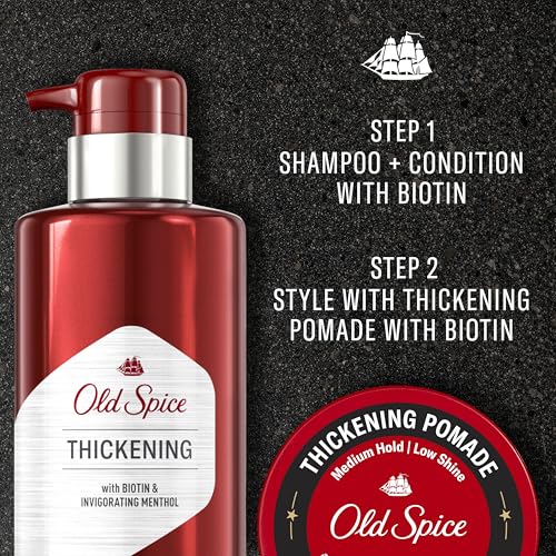 Old Spice Hair Thickening Pomade for Men, Medium Hold with Low Shine, 2.22 oz