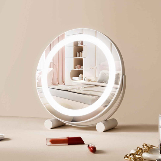 VEVOR 12” Vanity Mirror with Lights, LED Makeup Mirror 3 Color Lighting Modes, with 5X Magnification Mirror, Smart Touch Control, 360°Rotation,Round Lighted Makeup Mirror for Bedroom Tabletop (White)