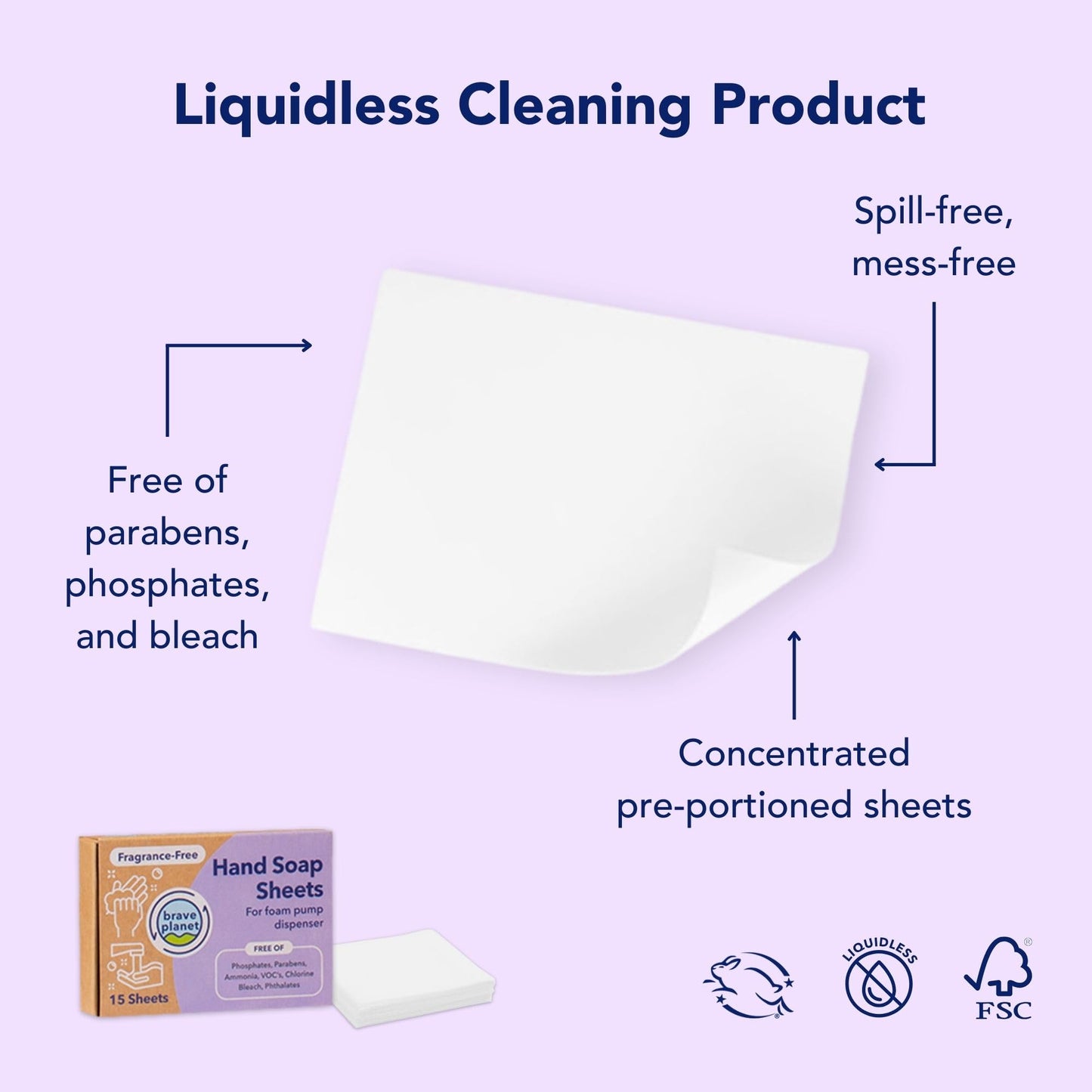 Brave Planet Hand Soap Sheets Lavender Fragrance – Eco-Friendly Sheets for Hand Washing & Sanitization with Powerful Cleaning Action – Must-have Travel and Camping Essentials – 15 Sheets