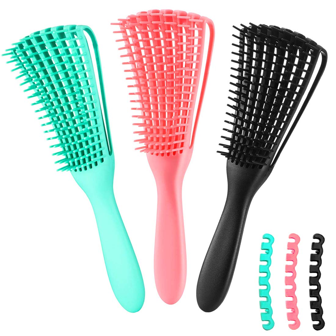 Detangling Brush for Afro America/African Hair Textured 3a to 4c Kinky Wavy/Curly/Coily/Wet/Dry/Oil/Thick/Long Hair, Knots Detangler Scalp Massage Comb Hair Detangler for Women (2 pcs, Beige-Beige)