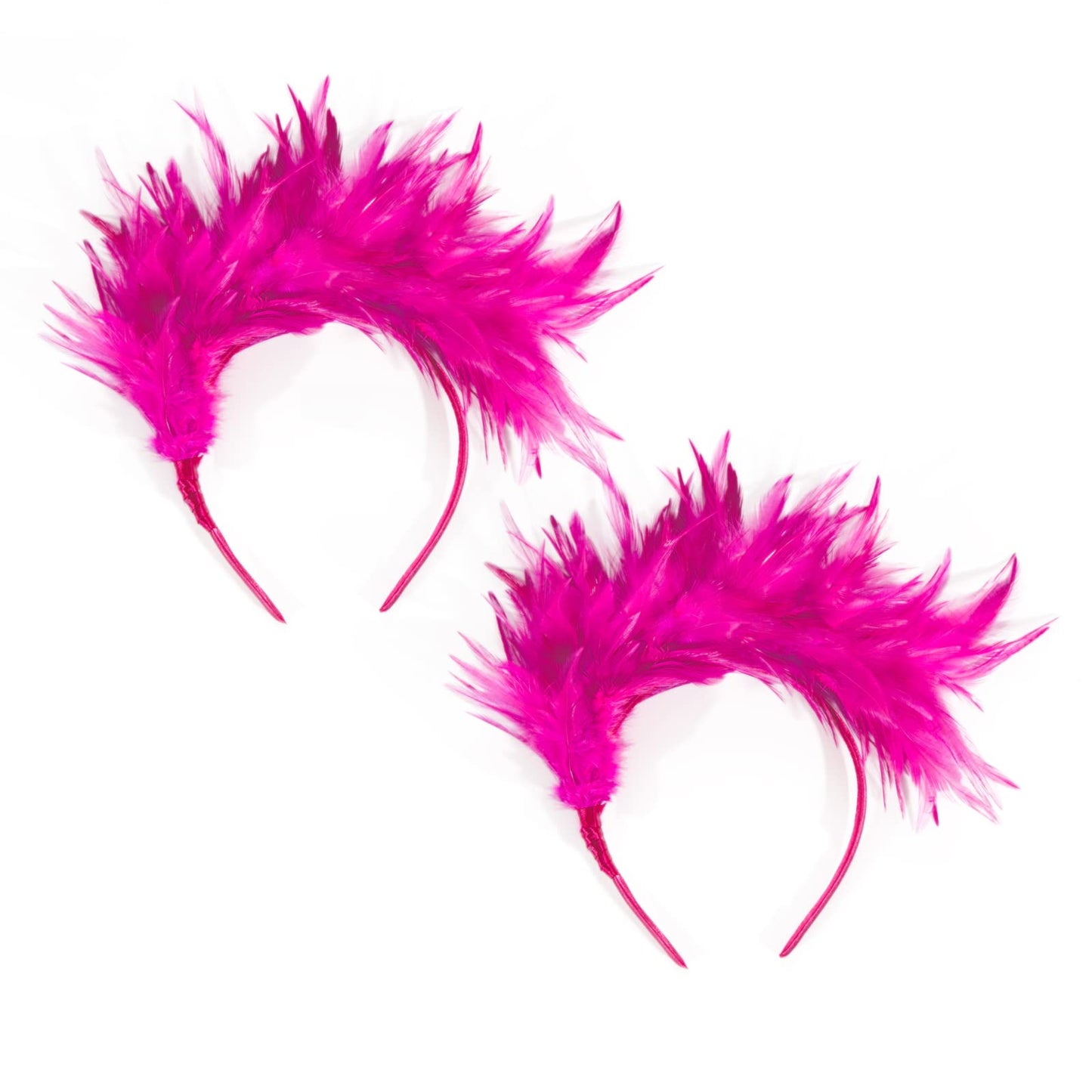 HIWIND Fascinators Hairband Feathers Headband for Women Tea Party Cocktail Wedding Headpiece (Rosered 2 Pack)