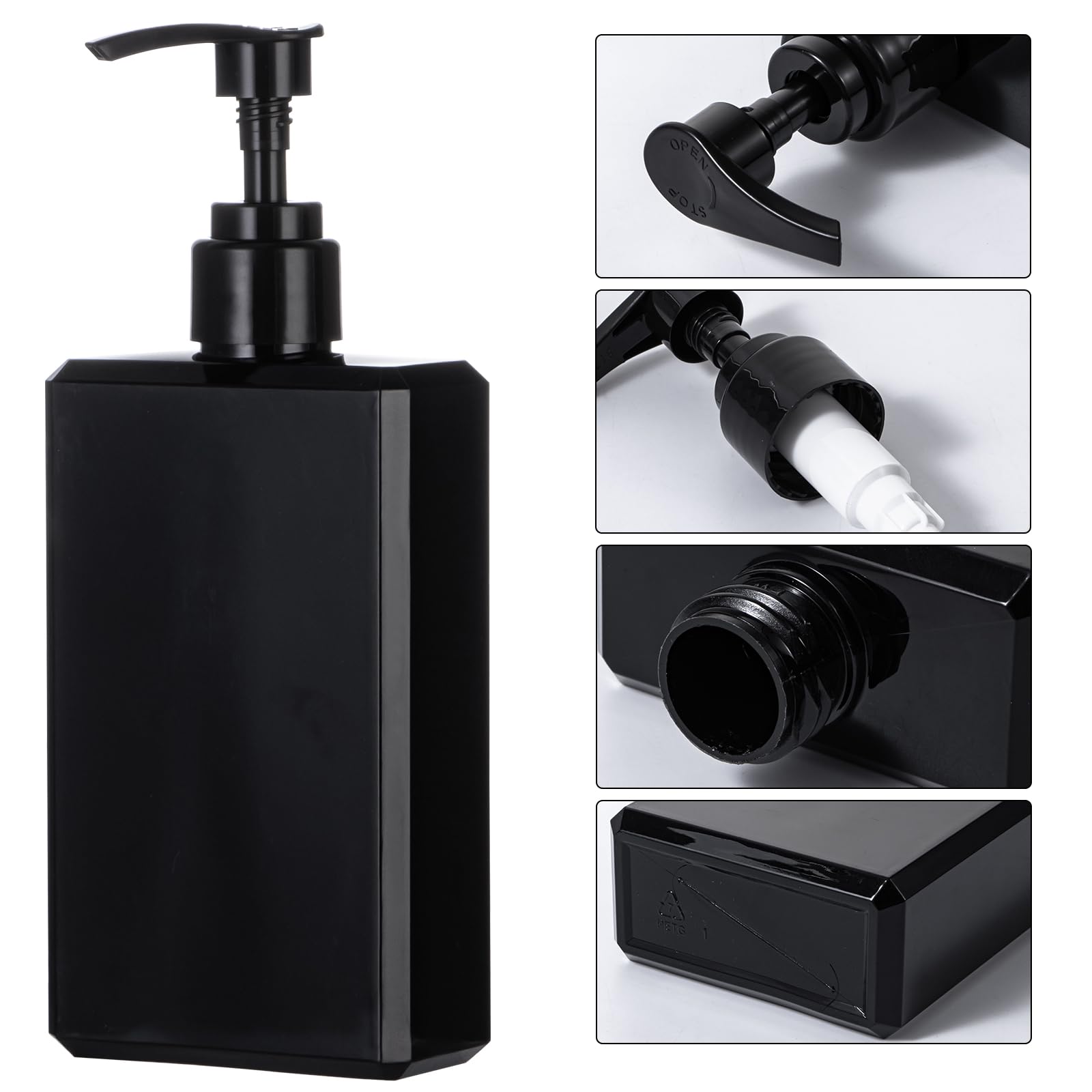 Yebeauty Pump Bottle Dispenser, 10oz 300ml Empty Plastic Shampoo Pump Bottles Shower Soap Dispenser Refillable Liquid Containers for Conditioner Body Wash, Bathroom Kitchen, 2 Pack Black