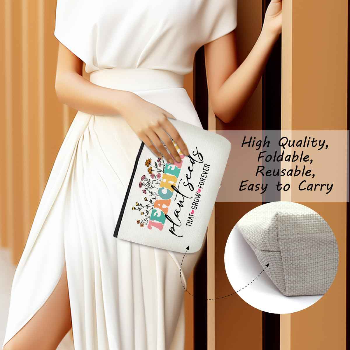 jealance Teacher Gifts Makeup Bag Teacher Appreciation Gifts Cosmetic Bag Travel Toiletry Bags for Women Professor Counselor Nursery High Teachers First Day of School Graduation Christmas Birthday