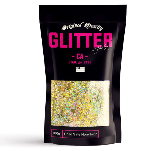 SILVER GOLD Holographic | 50g / 1.75oz DIAMOND Shaped Glitter | 1/24" - 0.040" - 1mm | Non-Toxic | Great for Arts, Crafts, Slime, Epoxy, Resin, Nail Polish | Decoration | Festival | Body, Hair Glitter